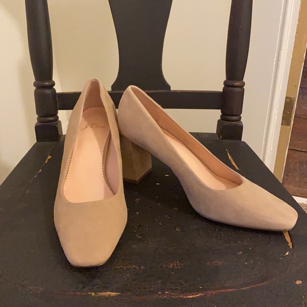 J.Crew suede block heel pumps